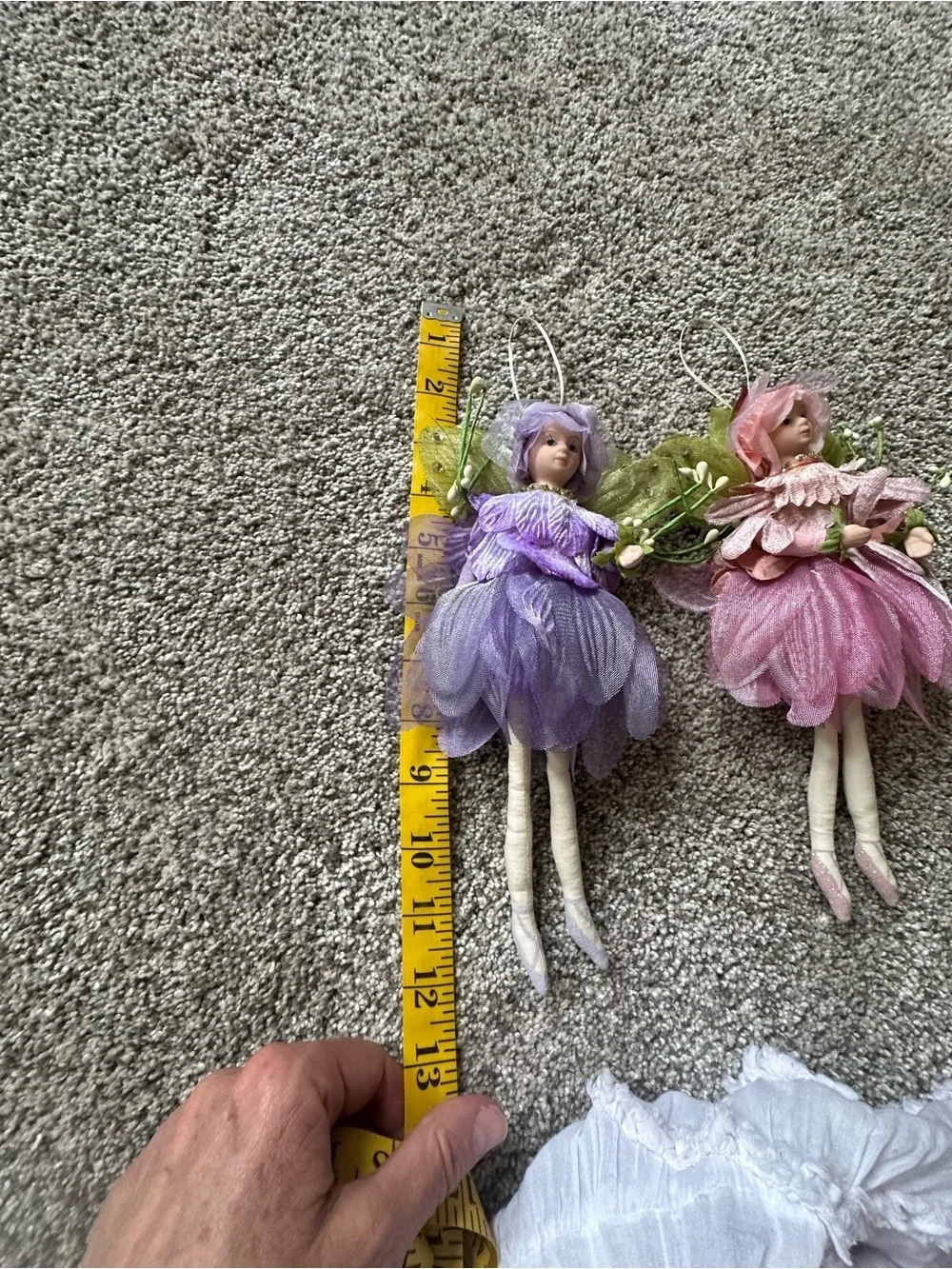 Vintage Purple and Pink Flower Fairy Ornaments - Pair